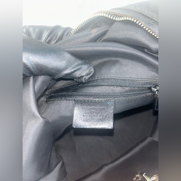 Gucci Vintage Black Nylon Shoulder Bag w Leather Trim and Silver-Tone Hardware - Picture 7 of 11